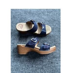 Dansko Sophie Blue Leather Twin Strap Sandal Women's Size EU39 US 8.5